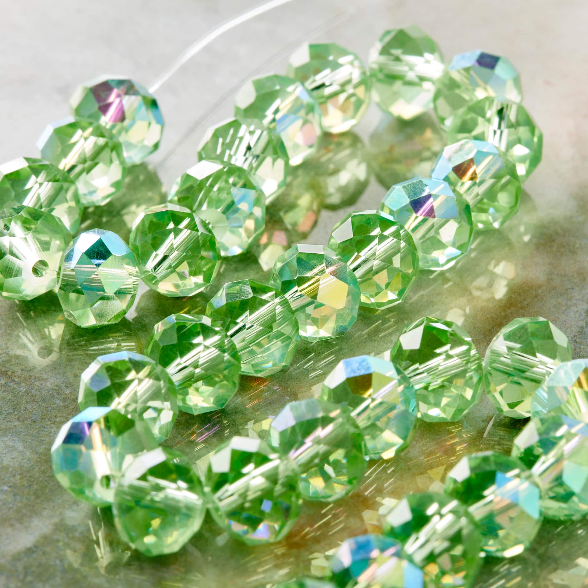 Peridot AB Faceted Glass Beads, 10mm by Bead Landing™